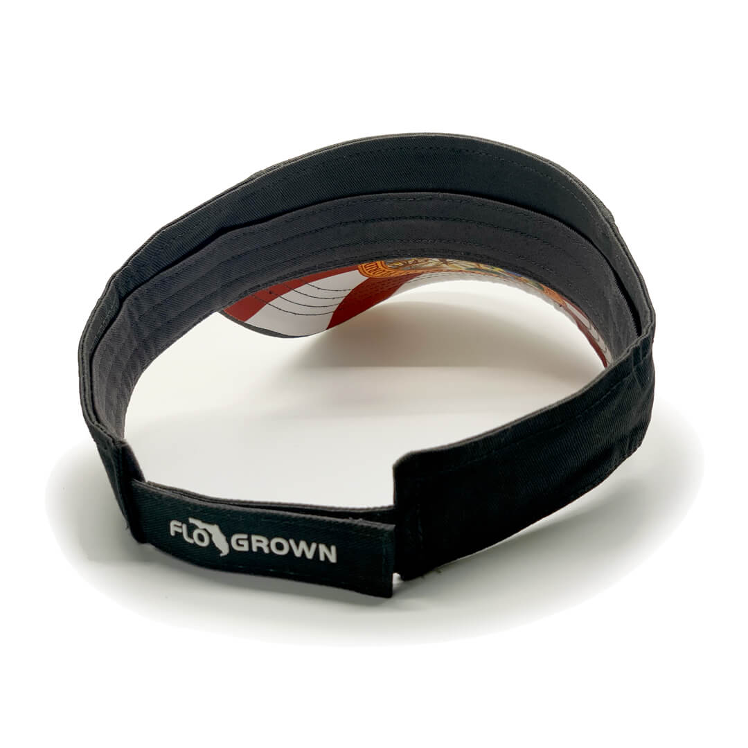 Back view showing a velcro strap with a white FloGrown logo across it.