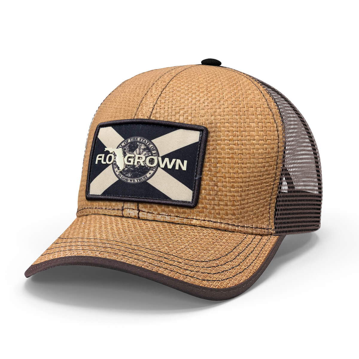 FloGrown Mens Florida Logo Seal Map Print Straw Hat
