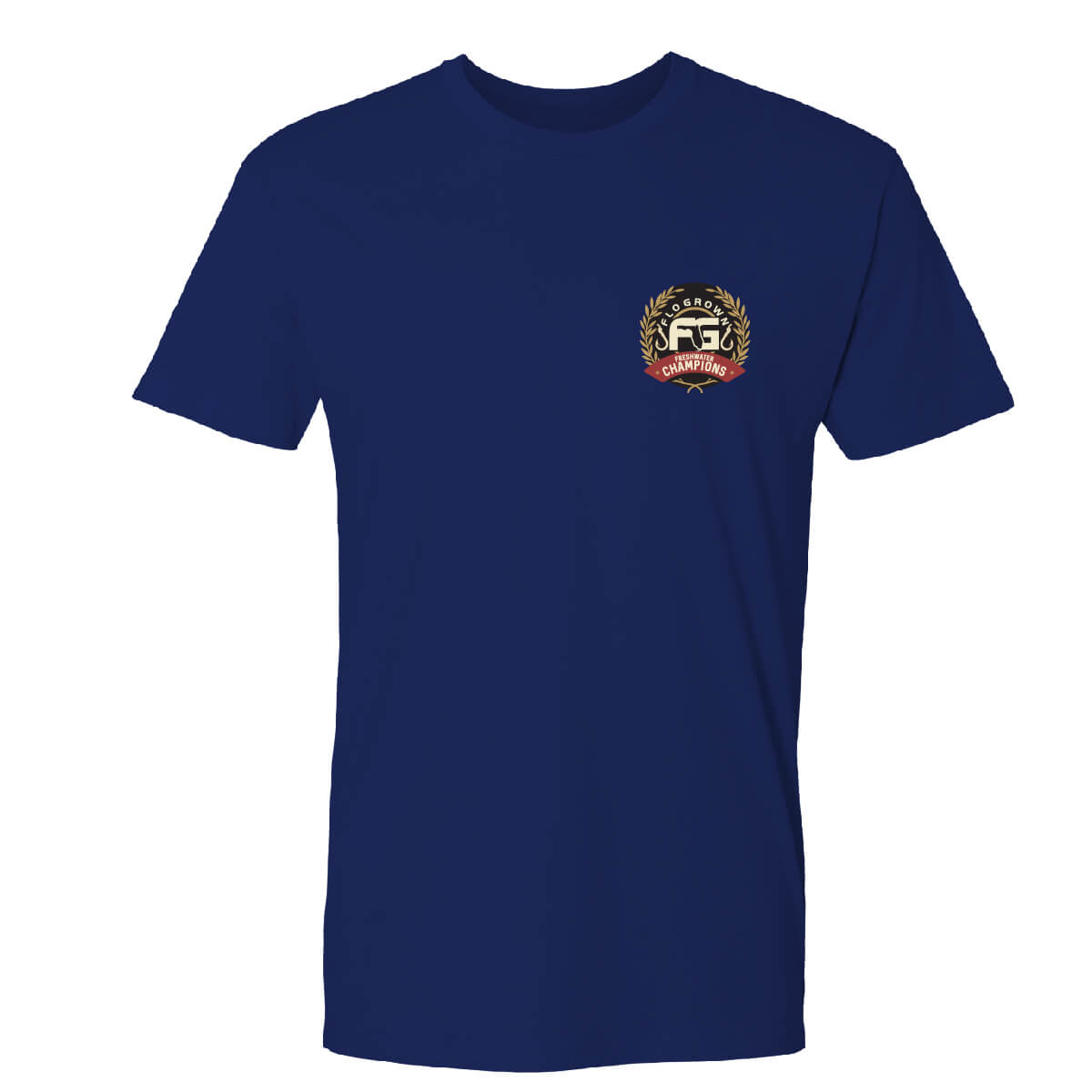 Front view with FloGrown circle logo on left chest