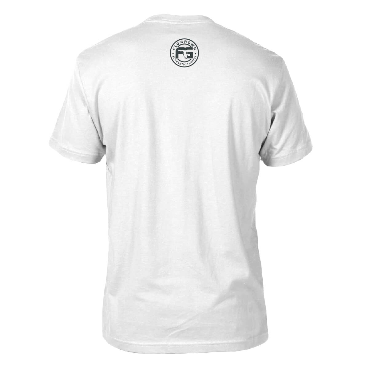 Back view with the circle FloGrown logo on the center back below the neck