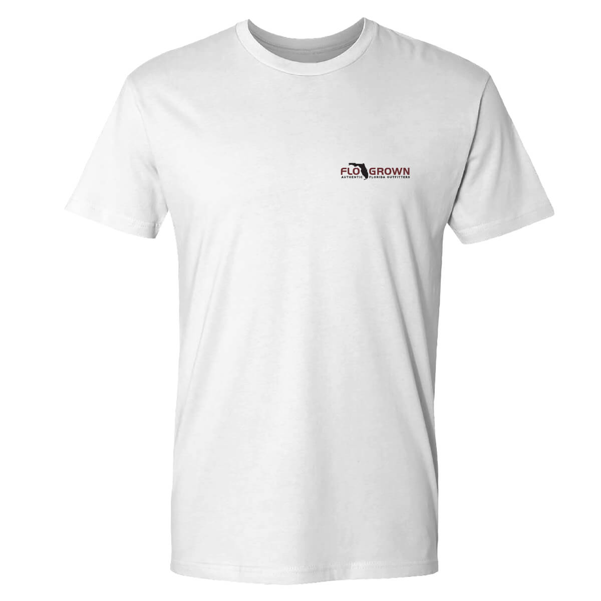 White t-shirt with FloGrown logo on the chest