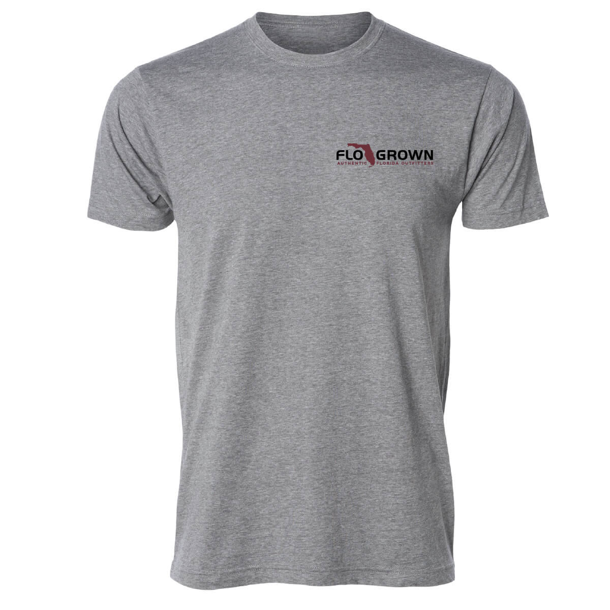 Gray t-shirt with FloGrown logo on left chest