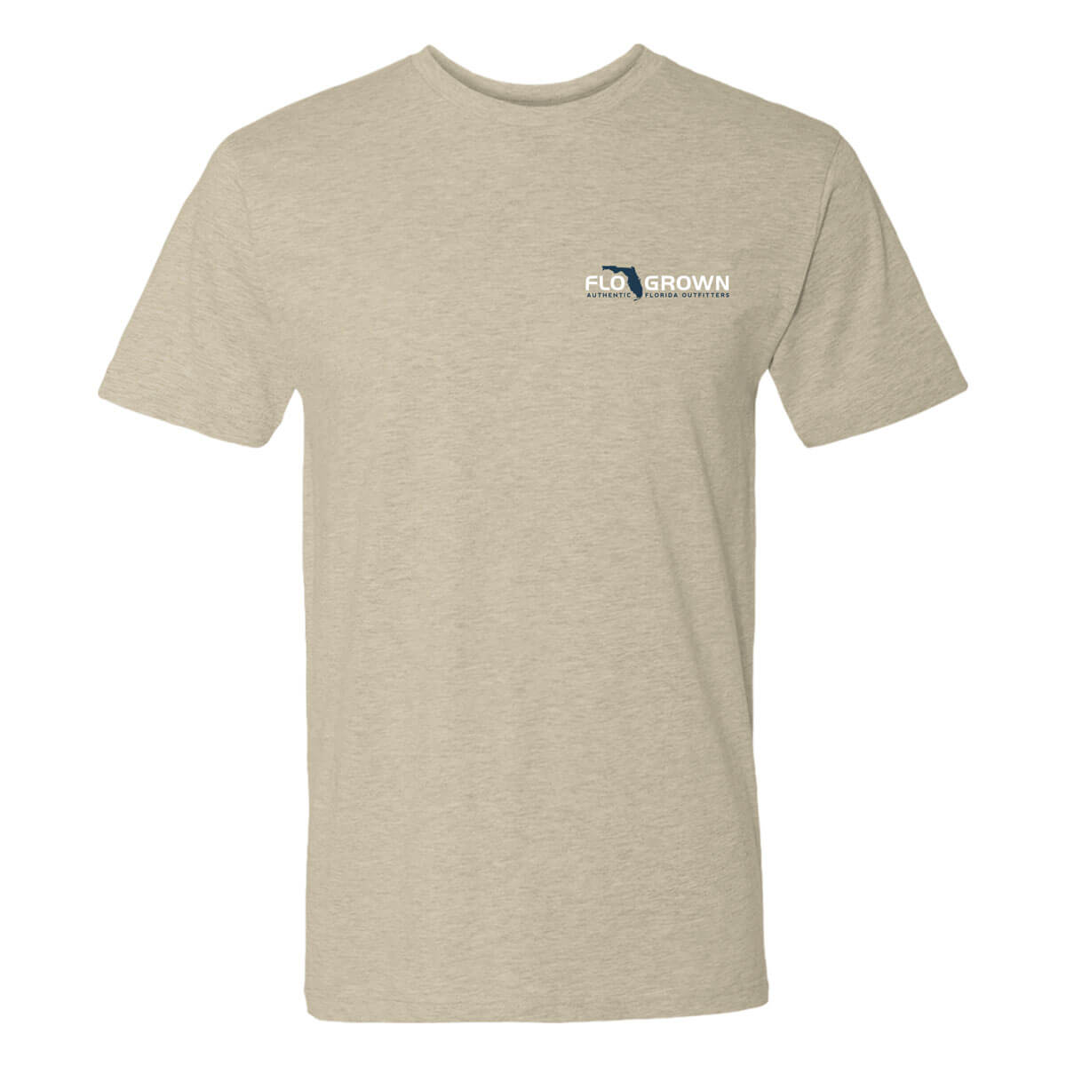 Beige t-shirt with FloGrown logo on the chest