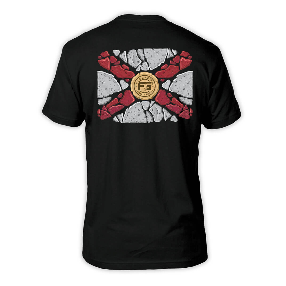Black t-shirt with Florida flag as a stone design