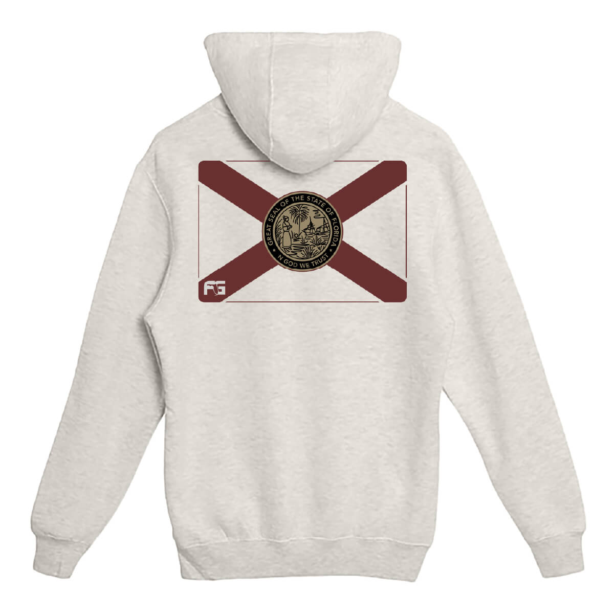 Back view showing a large Florida flag on center back.