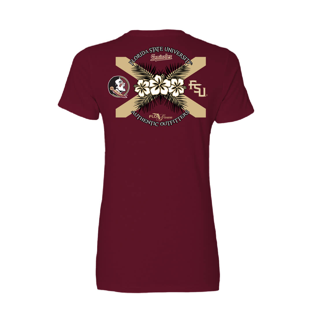 Florida State Seminoles Hibiscus Flag Fitted Women's Tee