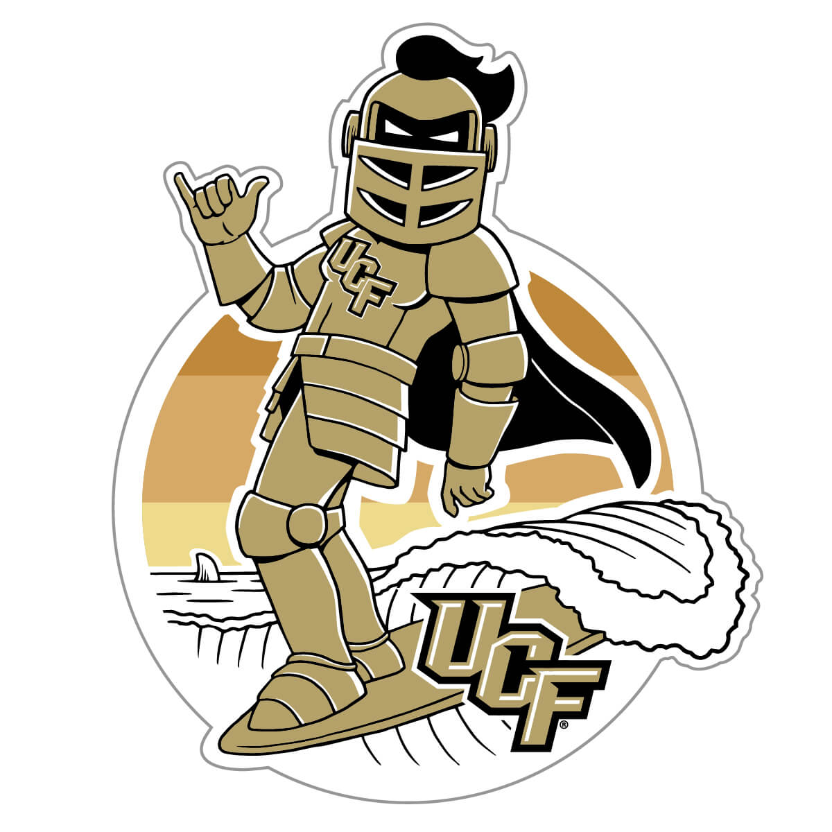 UCF Knights Knightro Surfer Decal