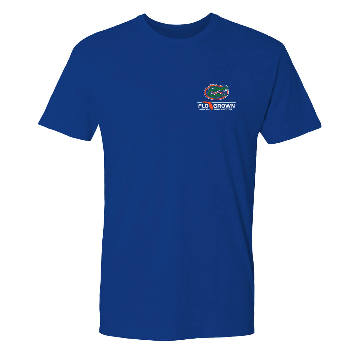 Front view with the UF logo and the FloGrown logo on the left chest.