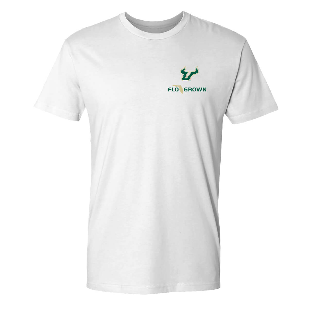 Front view with the FloGrown logo and the USF logo on the left chest.