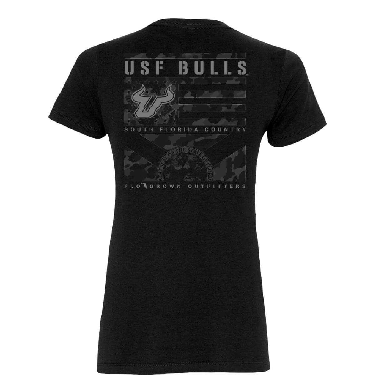 South Florida Bulls Camo Flag Panels Women's Tee