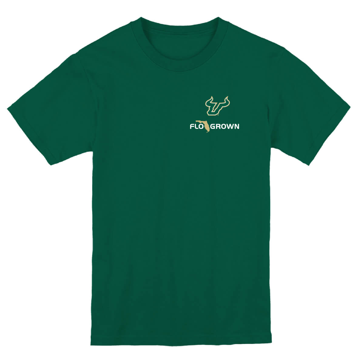 Front view with USF and FloGrown logo on the left chest.
