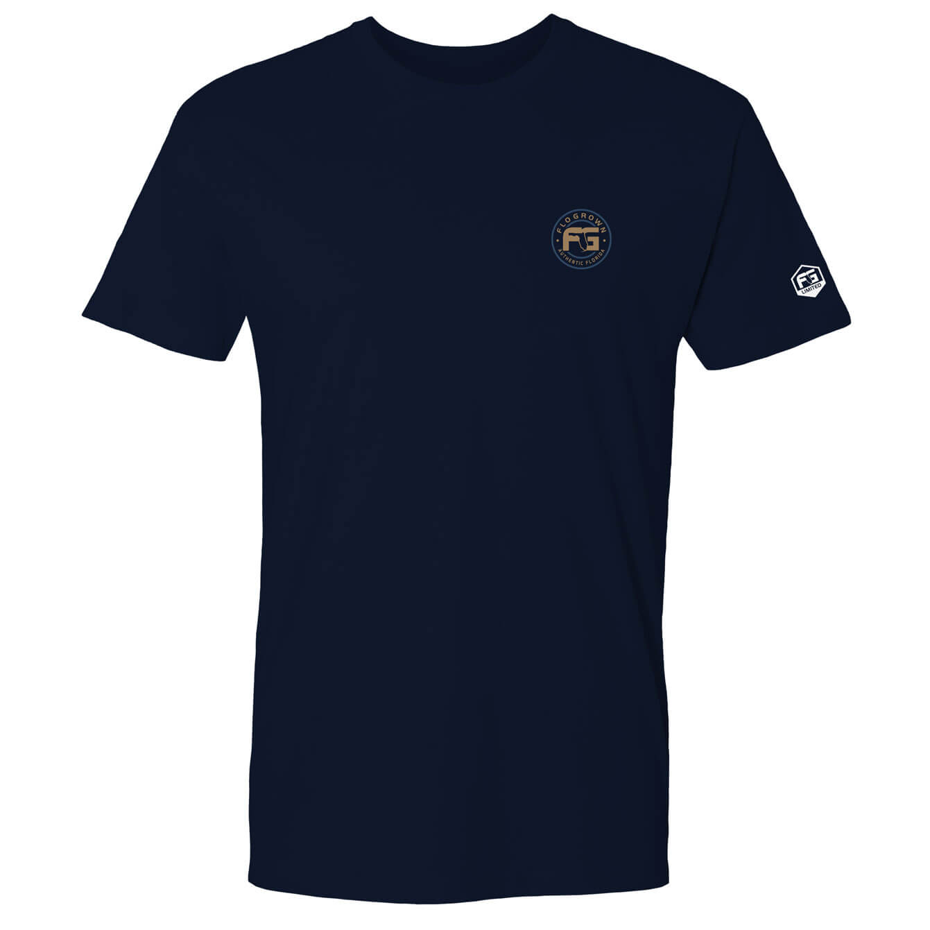 Front view with the FloGrown logo on the left chest and the limited edition seal on the left sleeve.