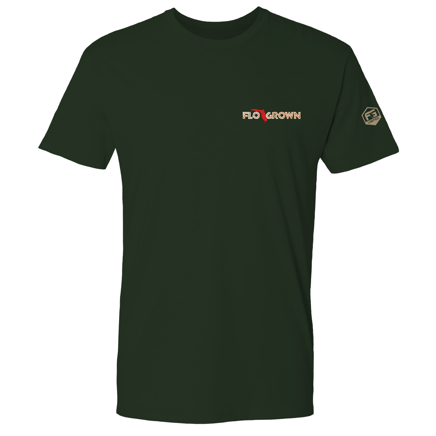 Front view with the FloGrown logo on left chest.