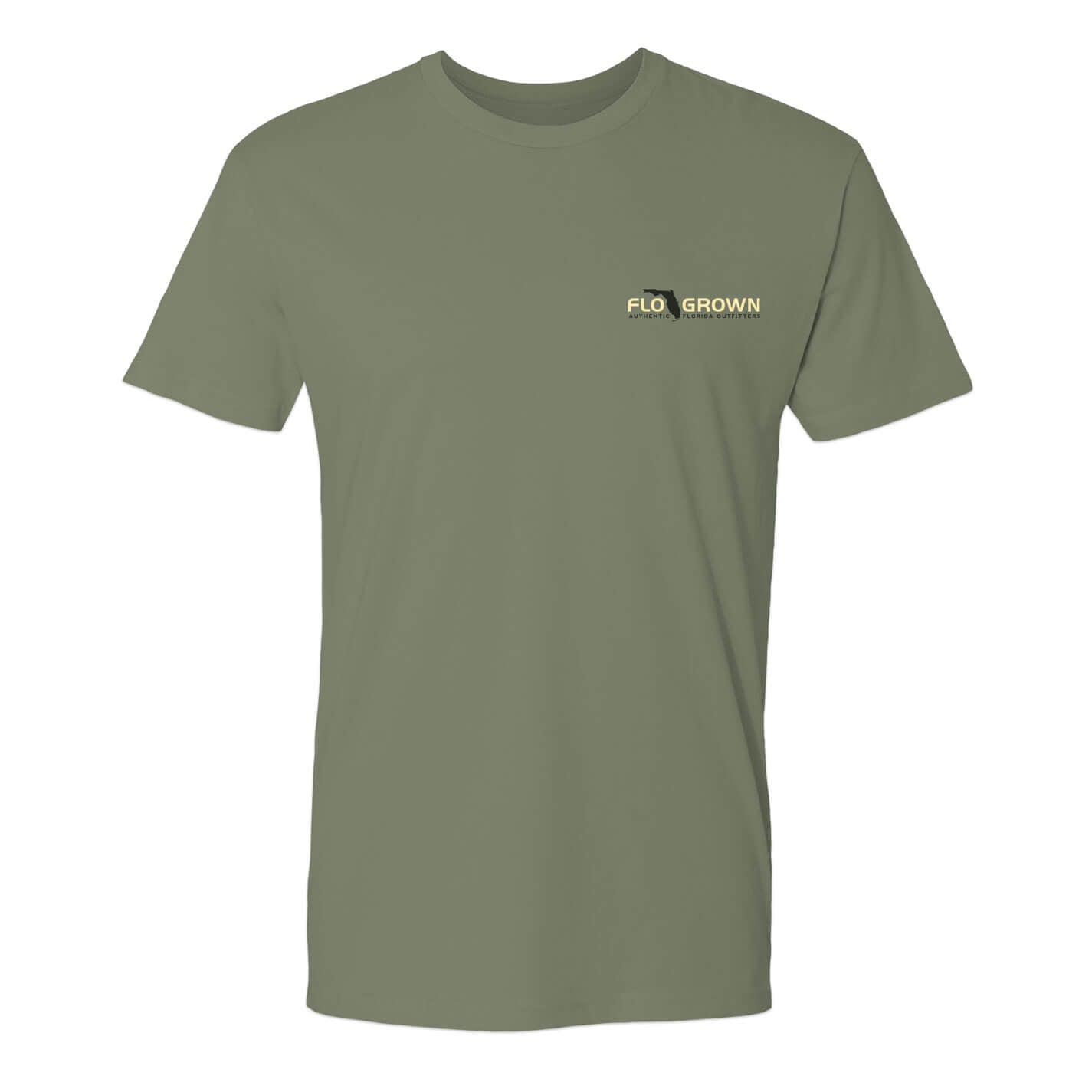 Green t-shirt with FloGrown logo on the left chest