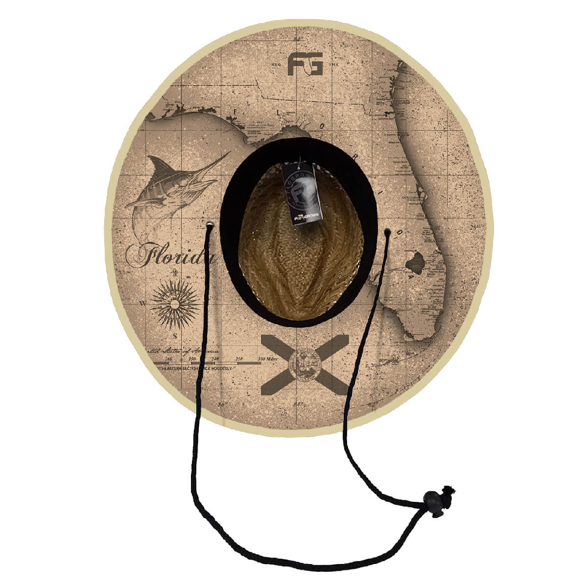 Vintage Map Straw Hat - Bottom