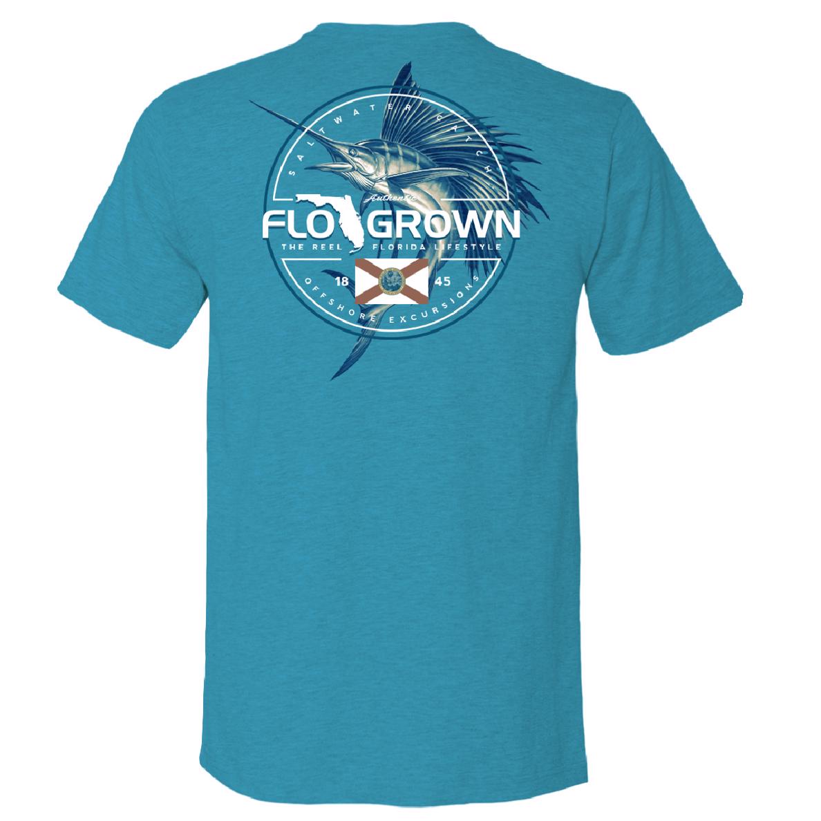 FloGrown Mens Catch Graphic T-Shirt - Blue - X-Large