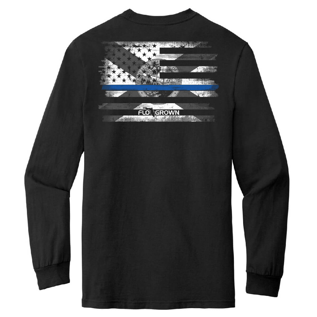 Blue Line Flag Mash Up Long Sleeve Tee - Back