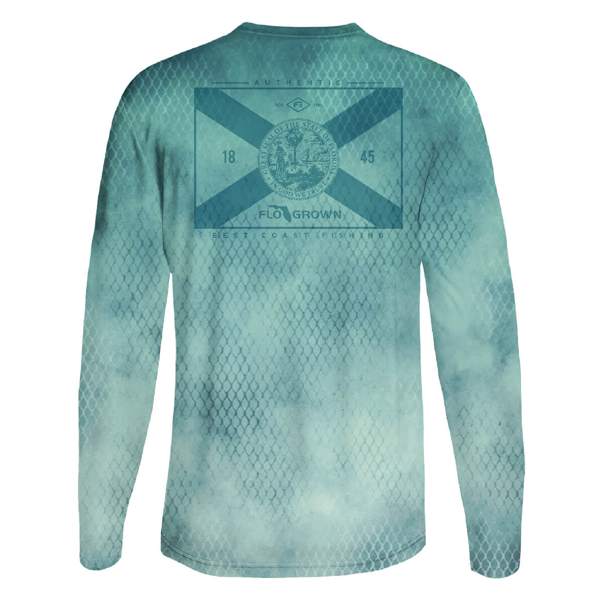 FloGrown Men's Misty Scales Performance Graphic Long Sleeve T-Shirt Turquoise Aqua, 2X-Large - Men's Outdoor Graphic Tees at Academy Sports