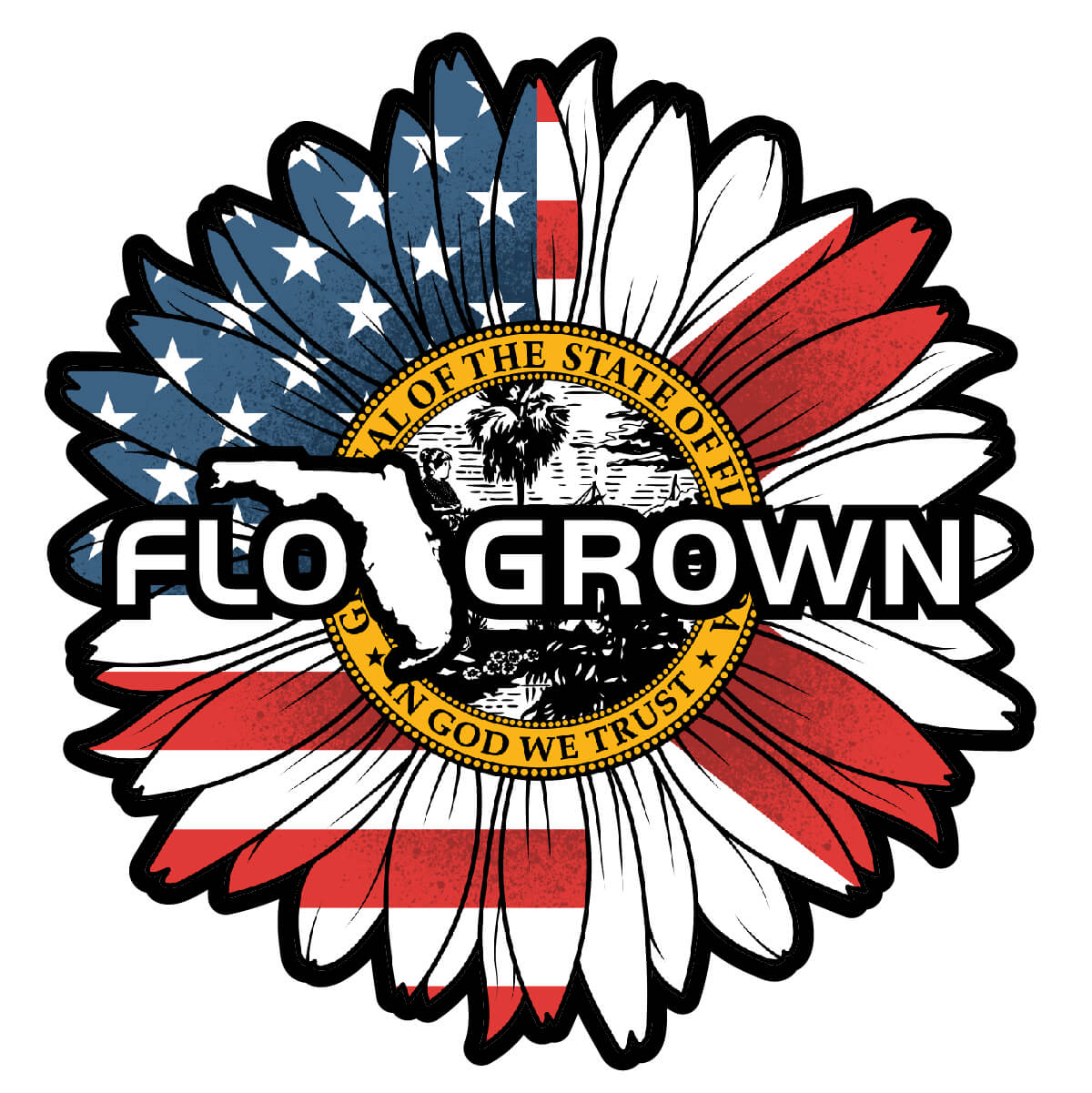 Double Flag Flower Decal