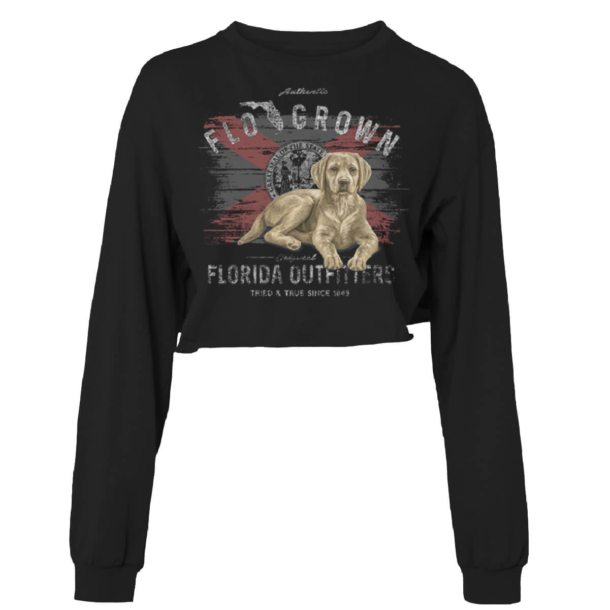 Florida Flag Dog Long Sleeve Crop Top