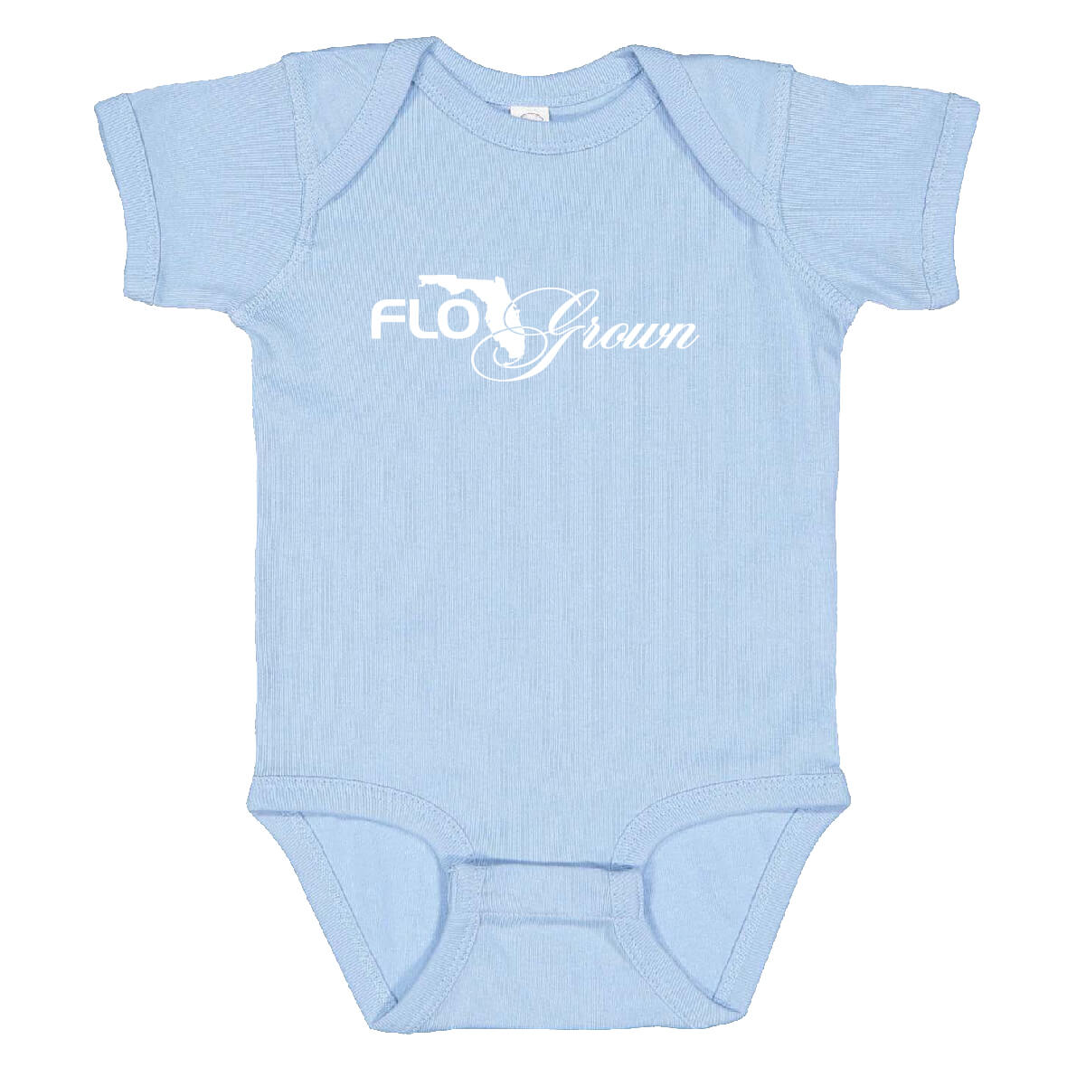 FloGrown Blue Cursive Onesie