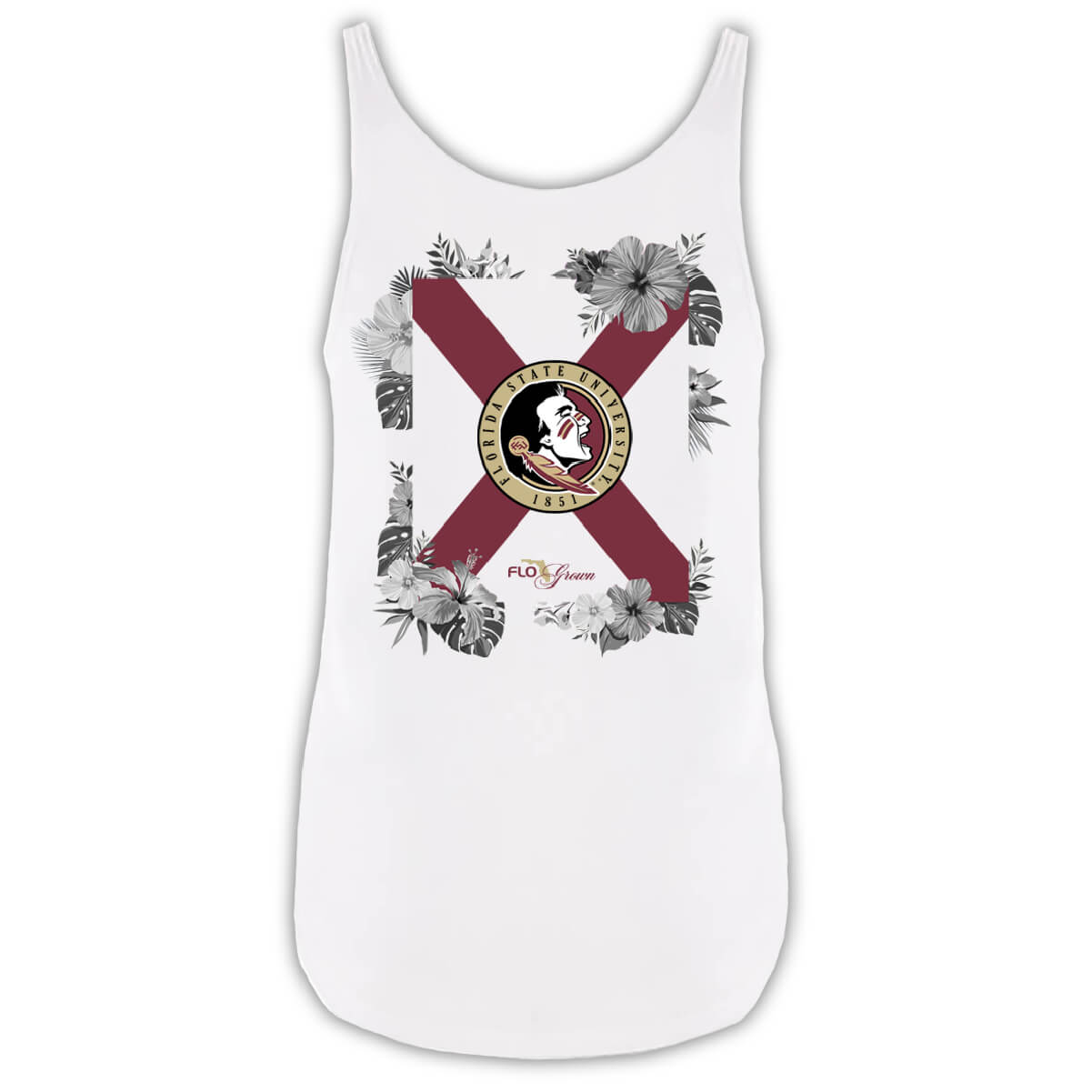 Florida State Seminoles Floral Flag Womens Tank - Back