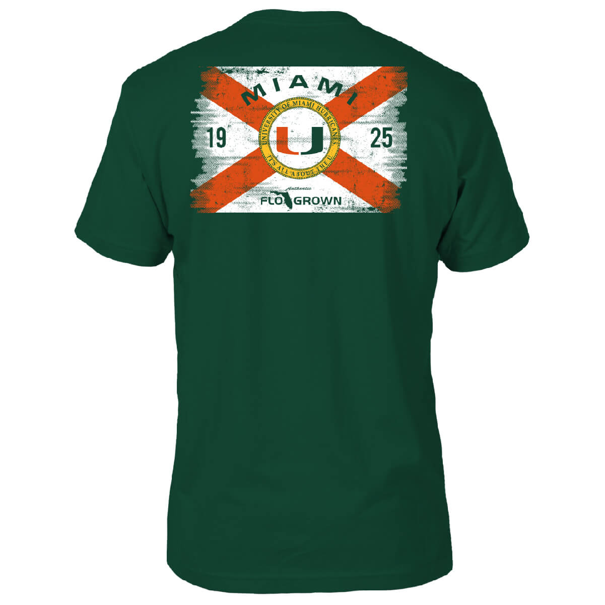 Miami Hurricanes Green Washed Flag Tee