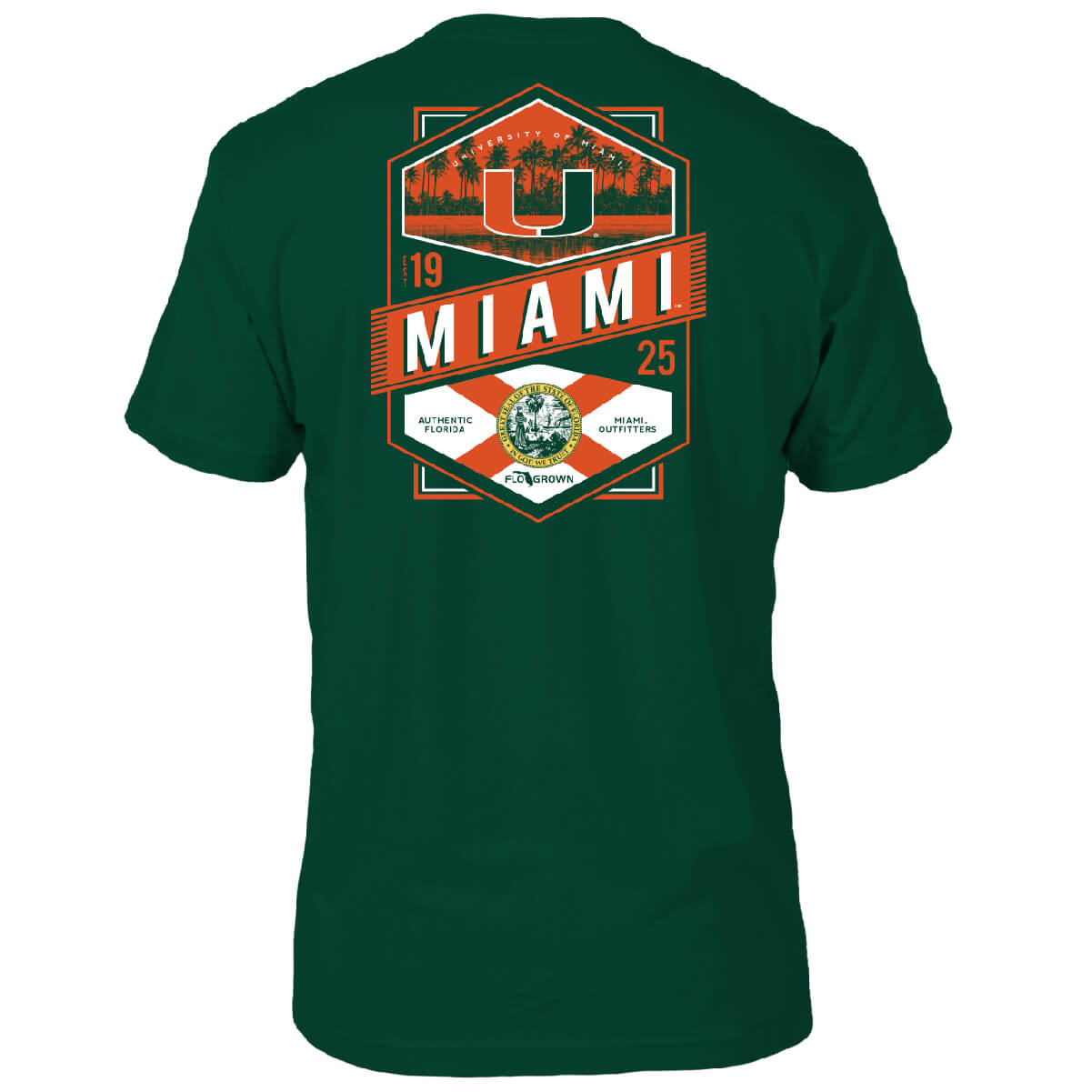 Miami Hurricanes Double Diamond Chest Tee - Back