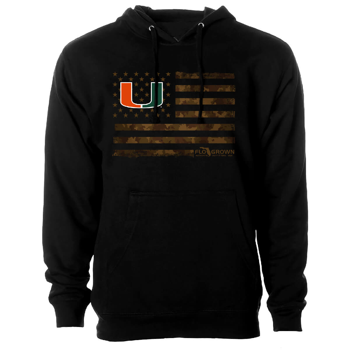 Miami Hurricanes US Camo Flag Hoodie
