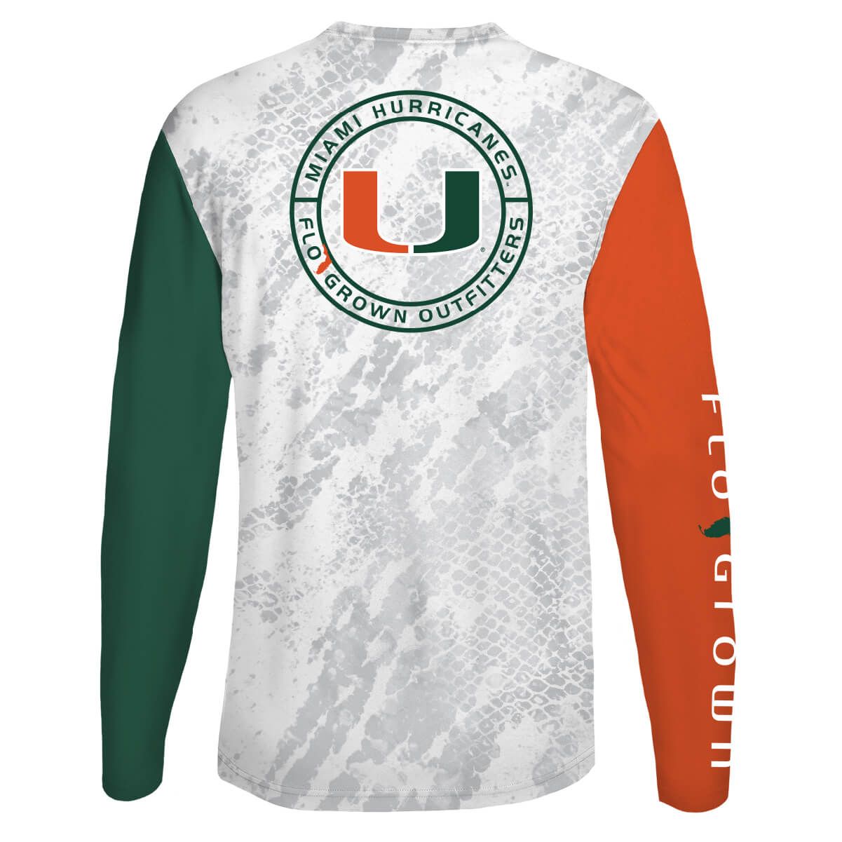 Miami Hurricanes Split Sleeve Camo Performance Tee - Back