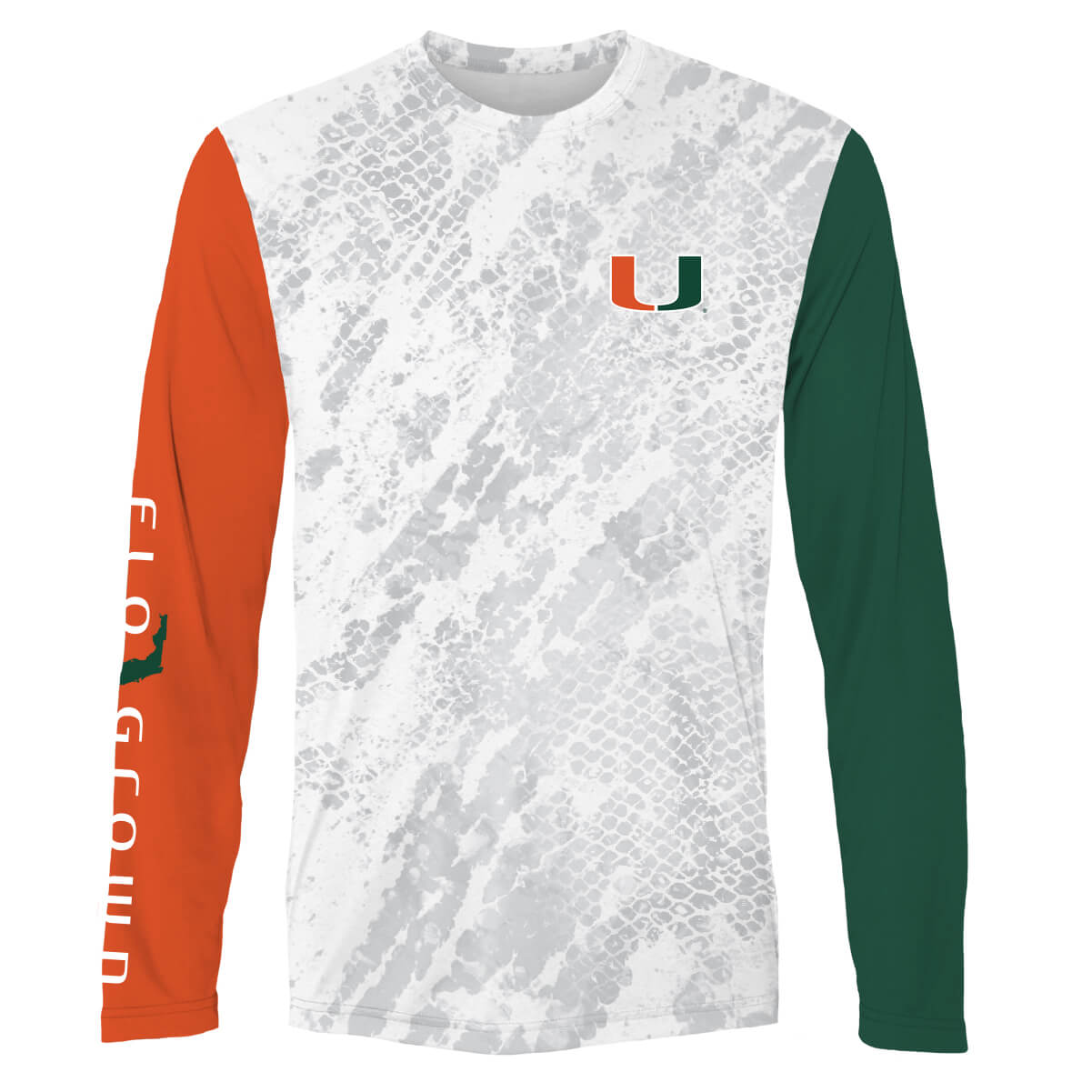 Miami Hurricanes Split Sleeve Camo Performance Tee - Front