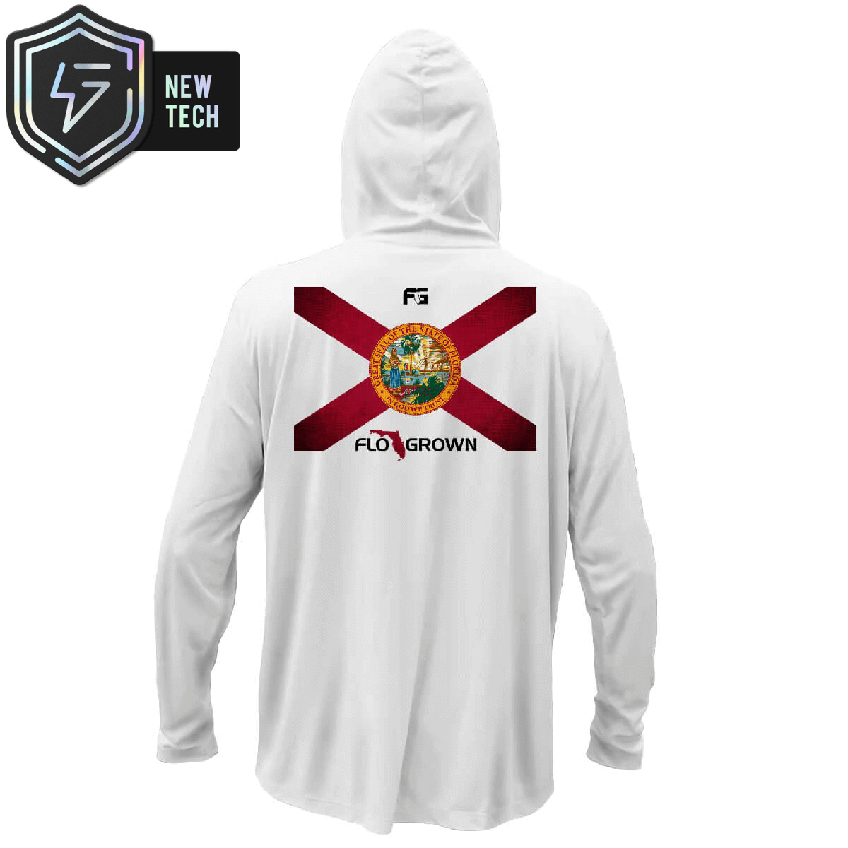White hoodie with flags on sleeves hot sale