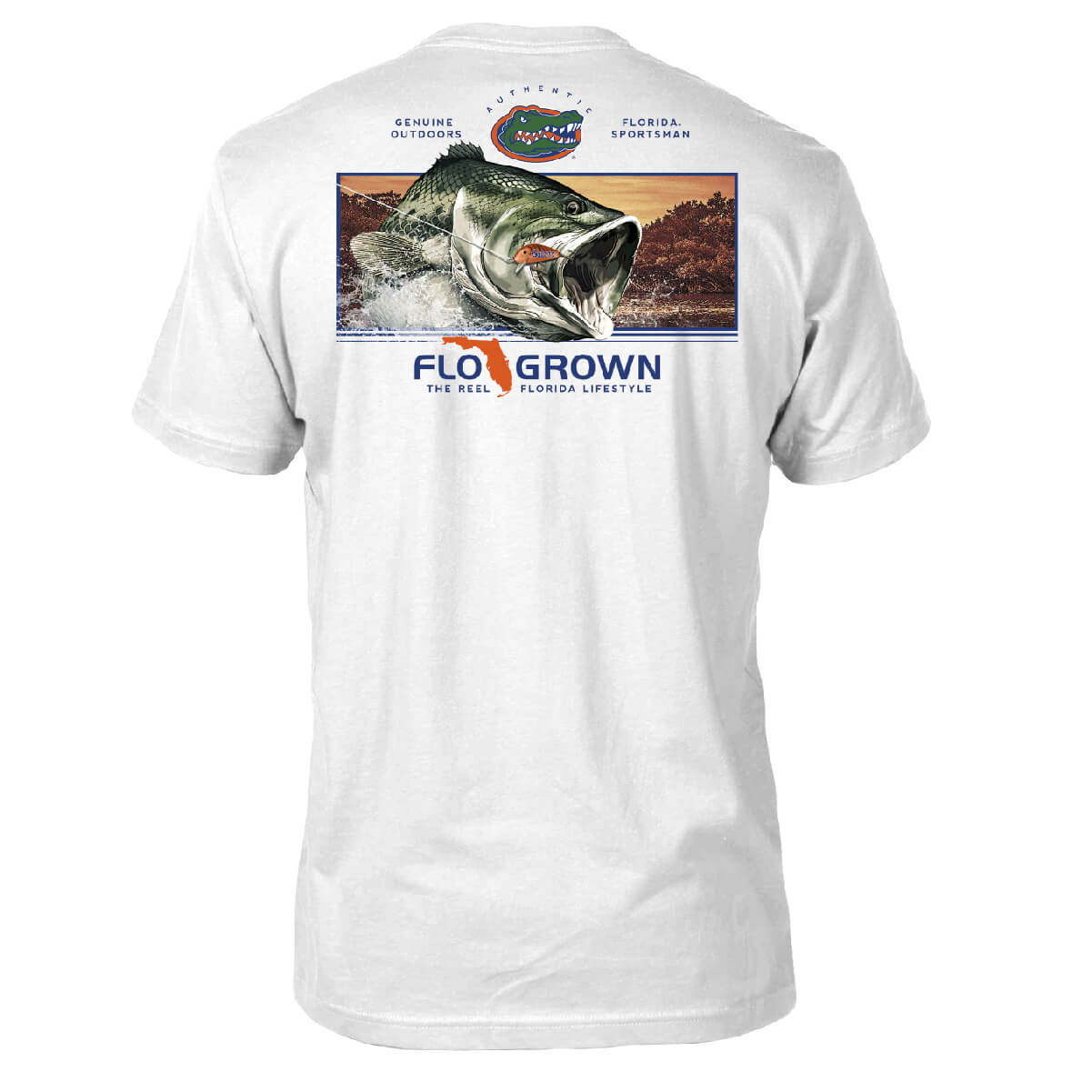 FloGrown Men's University of Florida Bass Lake T-Shirt White, Large - NCAA Men's Tops at Academy Sports