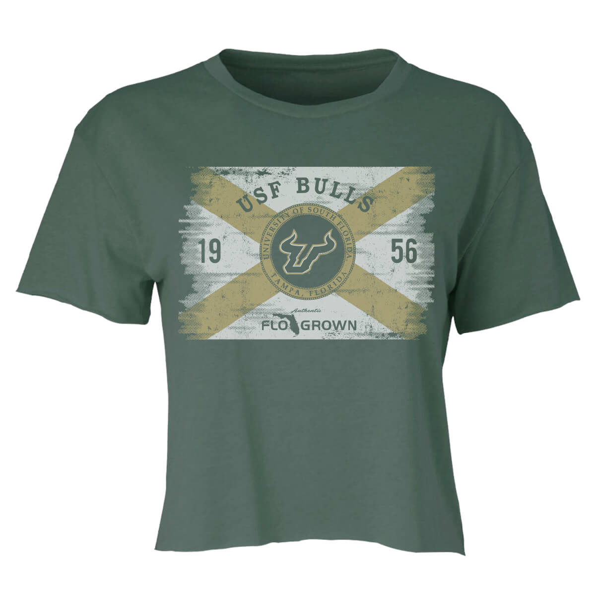 South Florida Bulls Washed Flag Crop Top