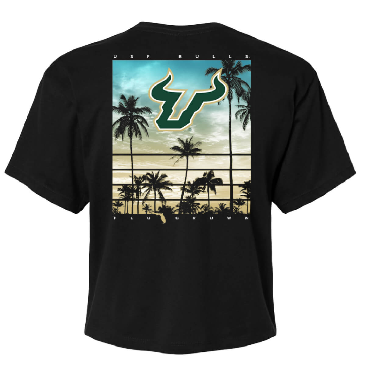 South Florida Bulls Sunset Poster Crop Top - Back