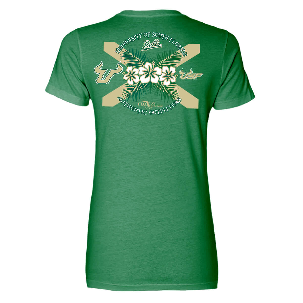 South Florida Bulls Hibiscus Flag Fitted Women's Tee