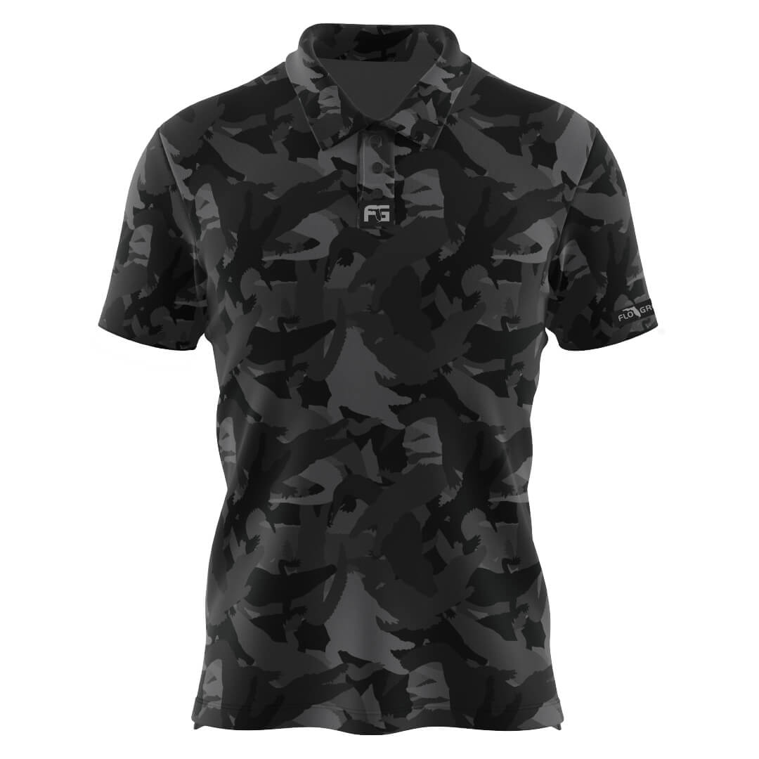 Camo Black Gator Golf Polo