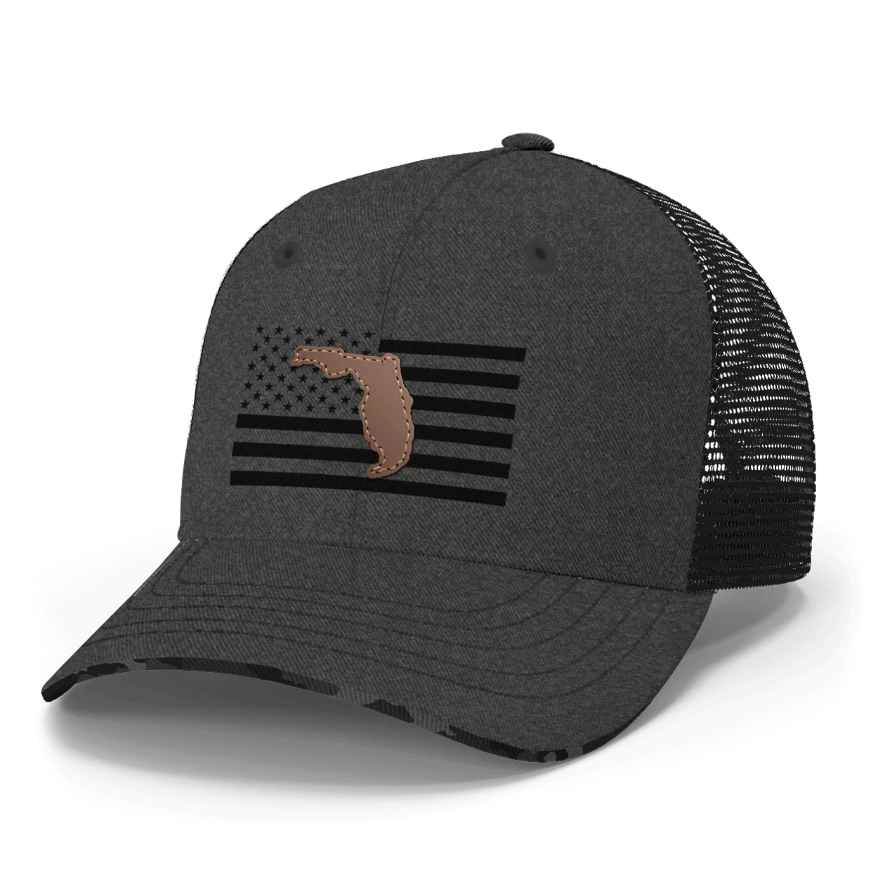 Leather Black Camo Hat