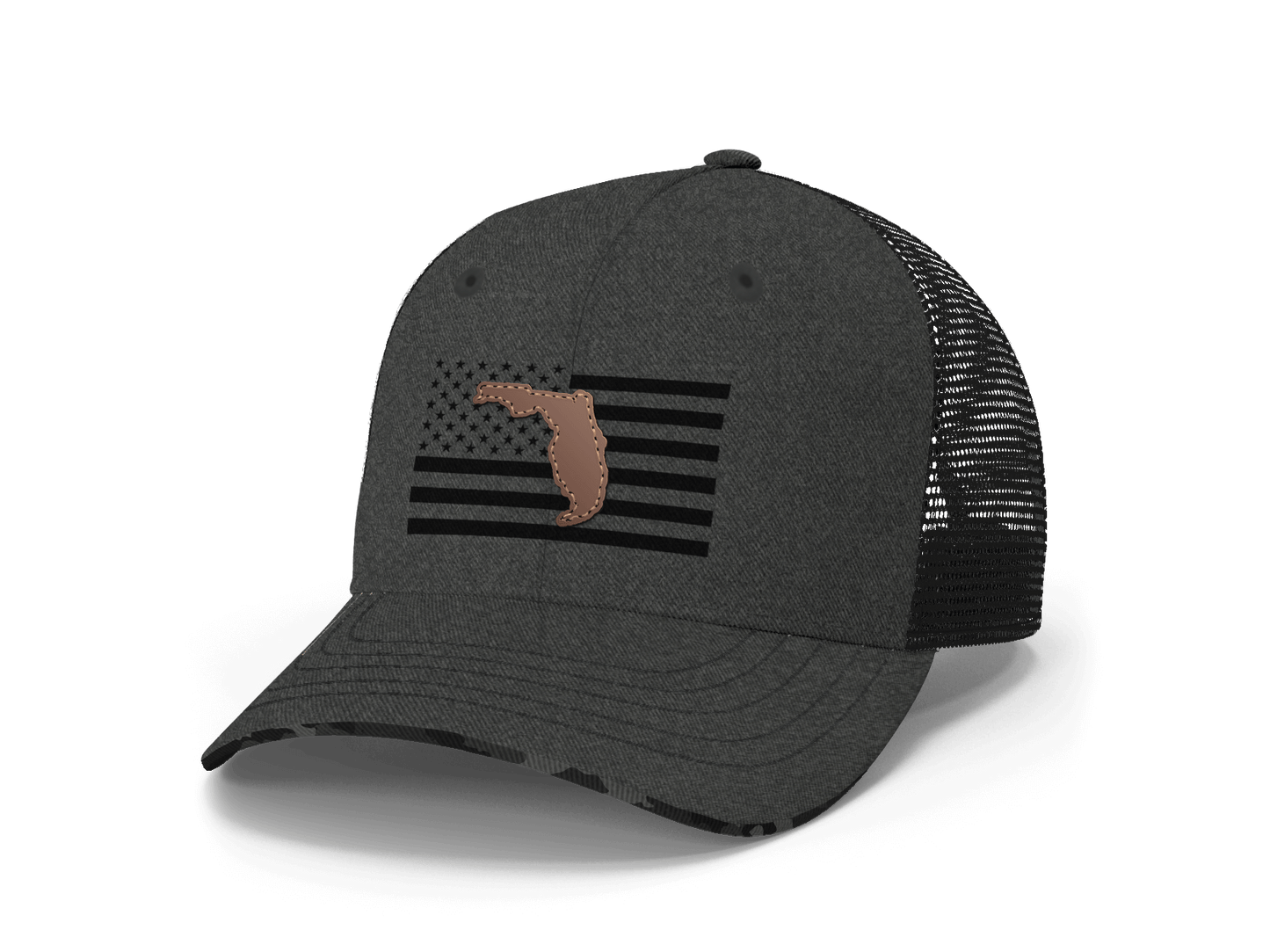 Leather Black Camo Hat