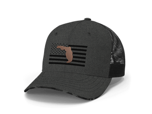 Leather Black Camo Hat