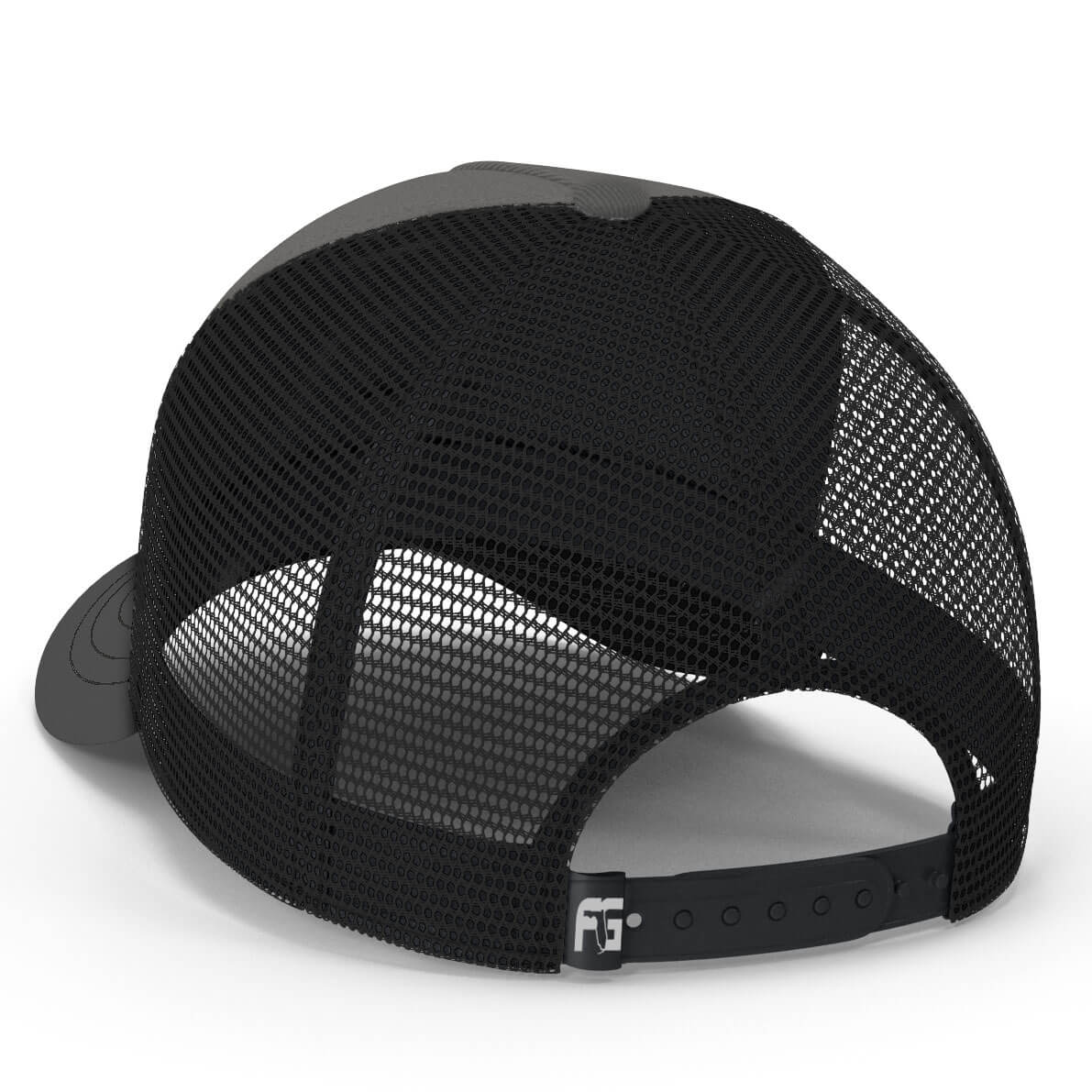 Back view showing a black mesh backing and adjustable snapback.