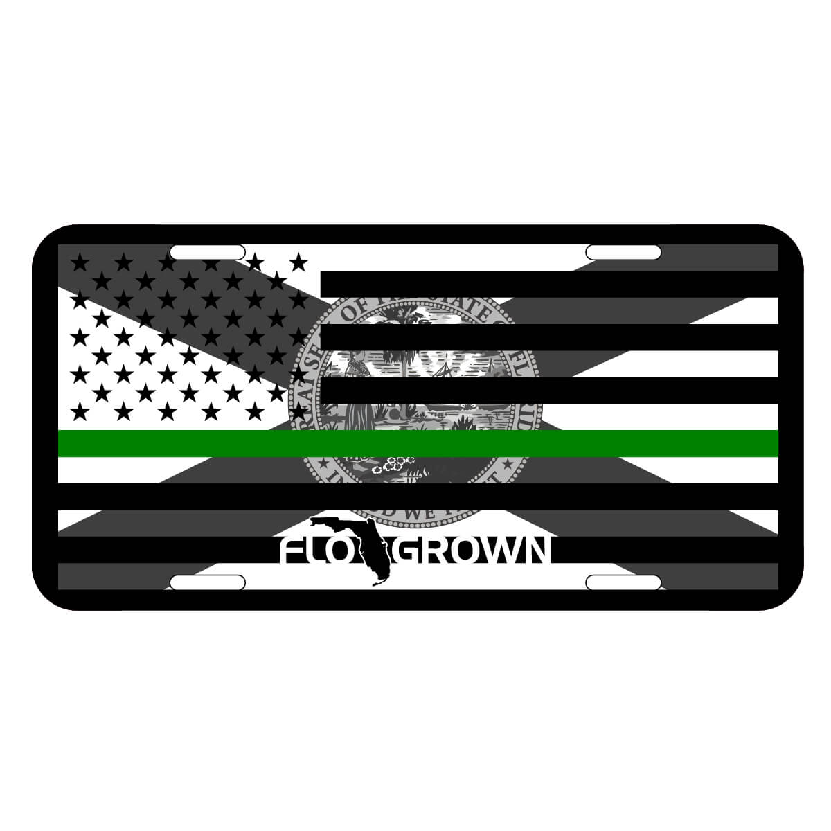 Green Line Flag License Plate
