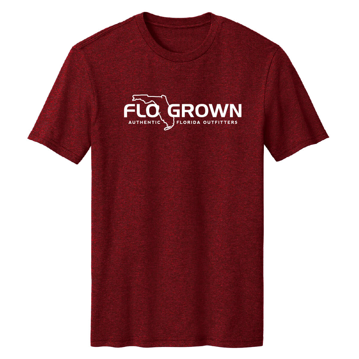 Red shirt with the FloGrown logo in white across the chest.