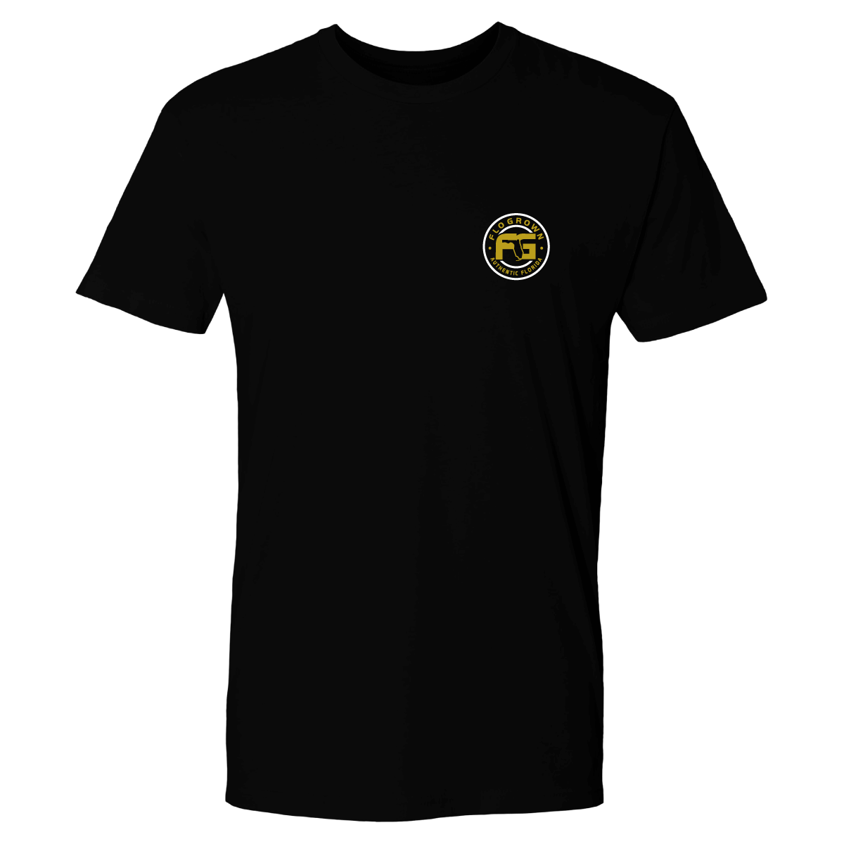 Front view with FloGrown logo on left chest.