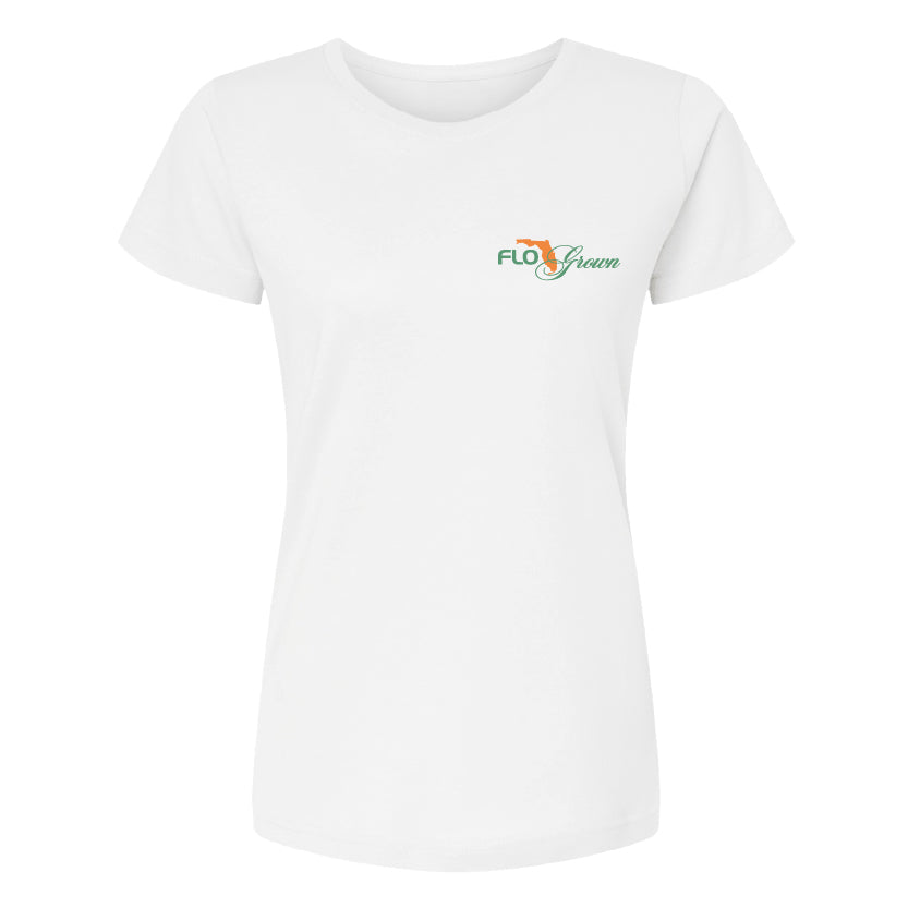 Front view with FloGrown logo on left chest.