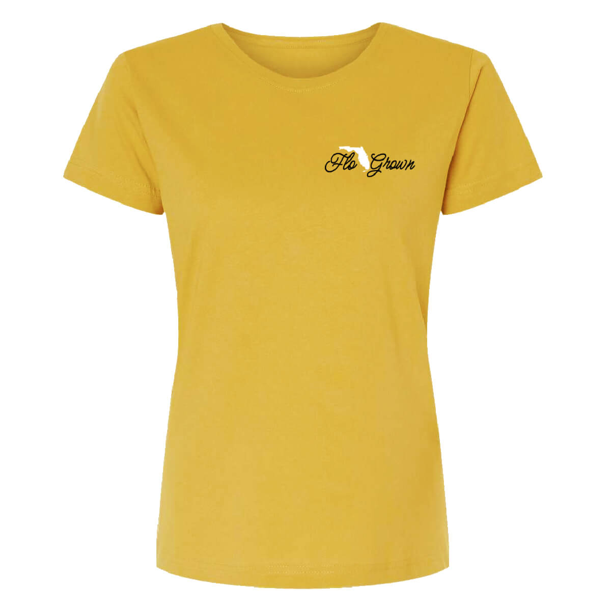 Front view with FloGrown logo on left chest.