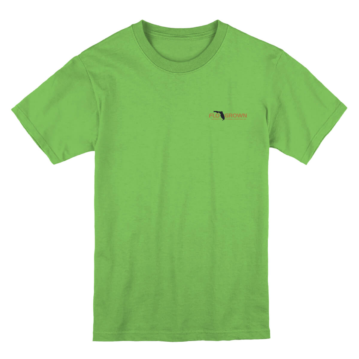 Front view with FloGrown logo on left chest.