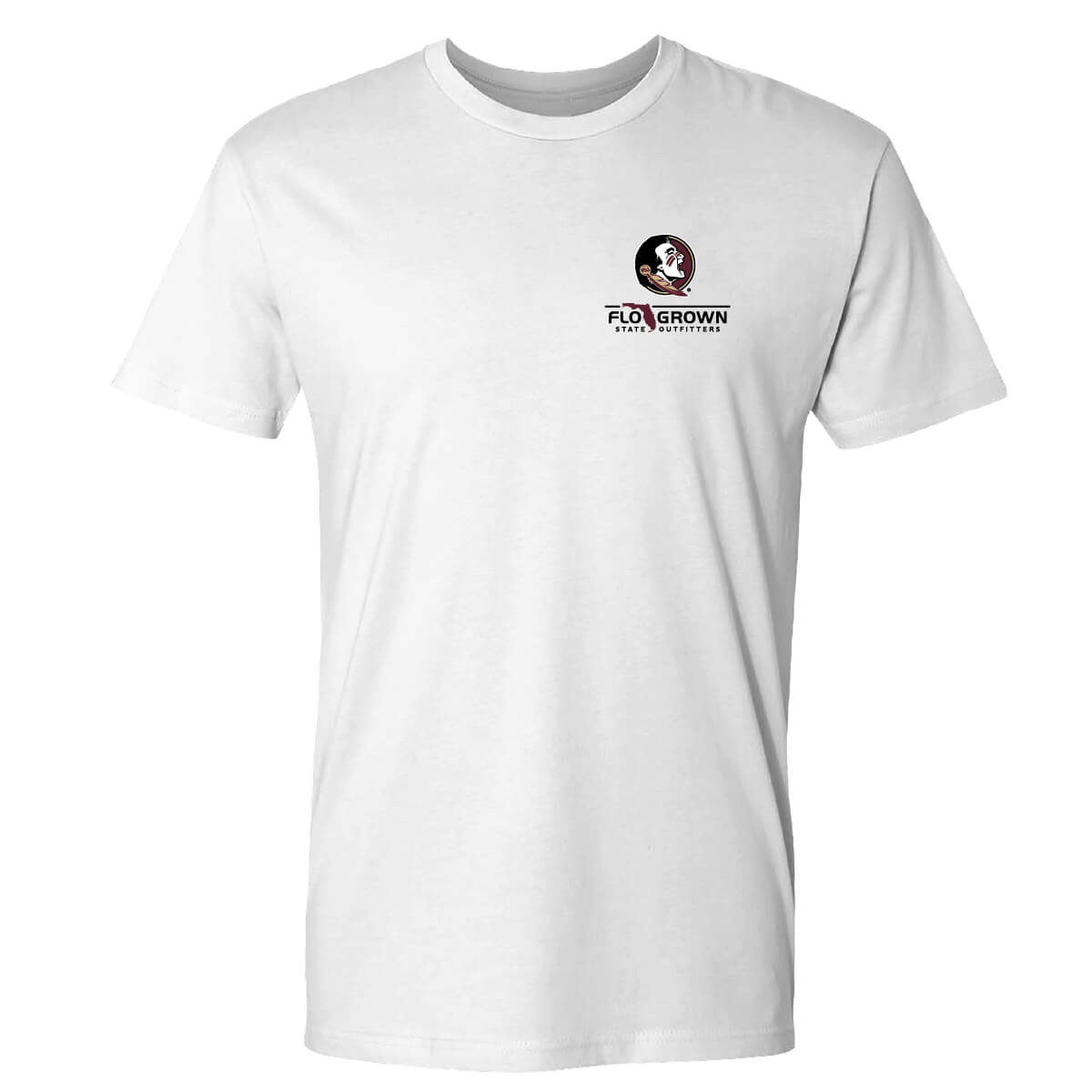 Front view with the FSU and FloGrown logos on the left chest.