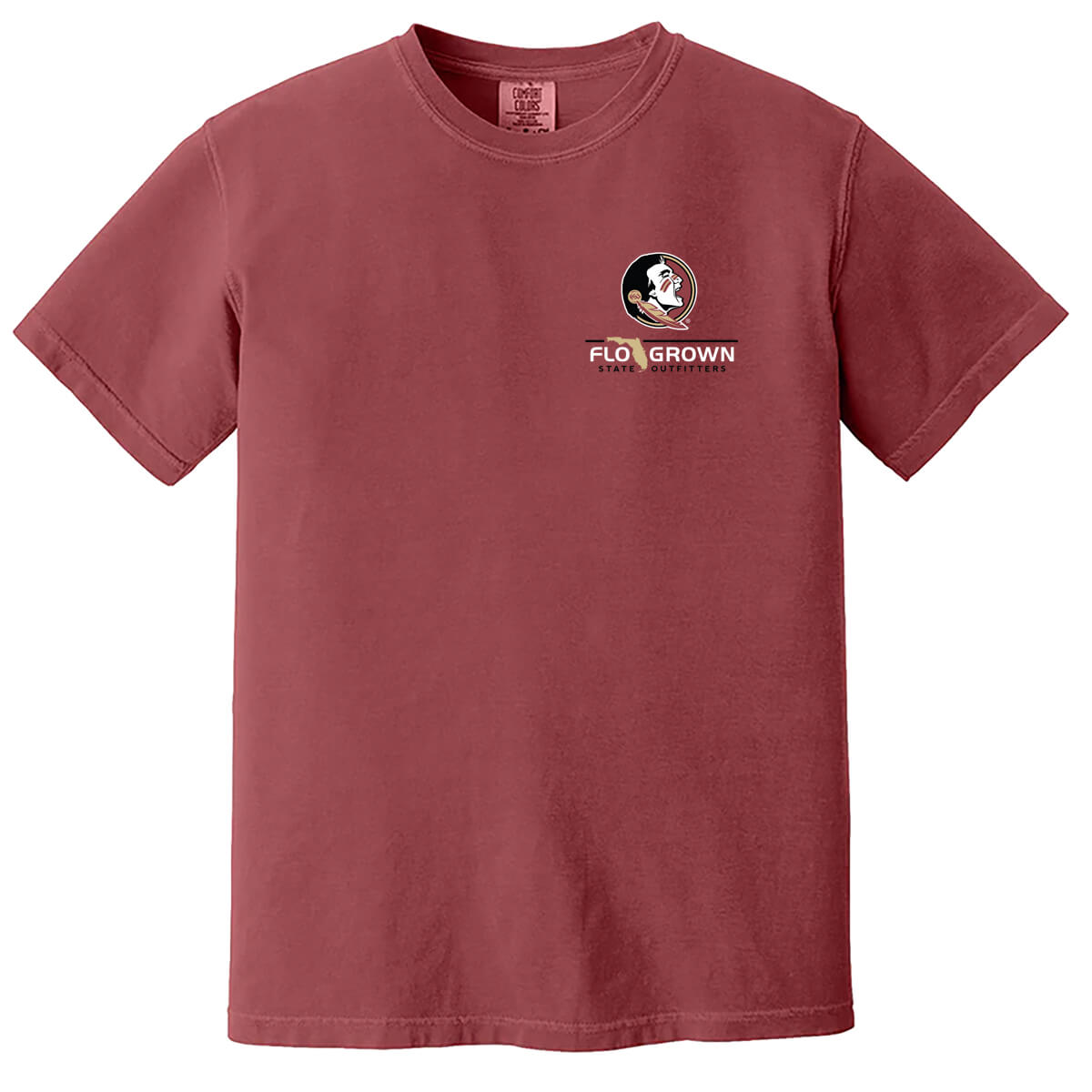 Front view with the FSU and FloGrown logos on the left chest.