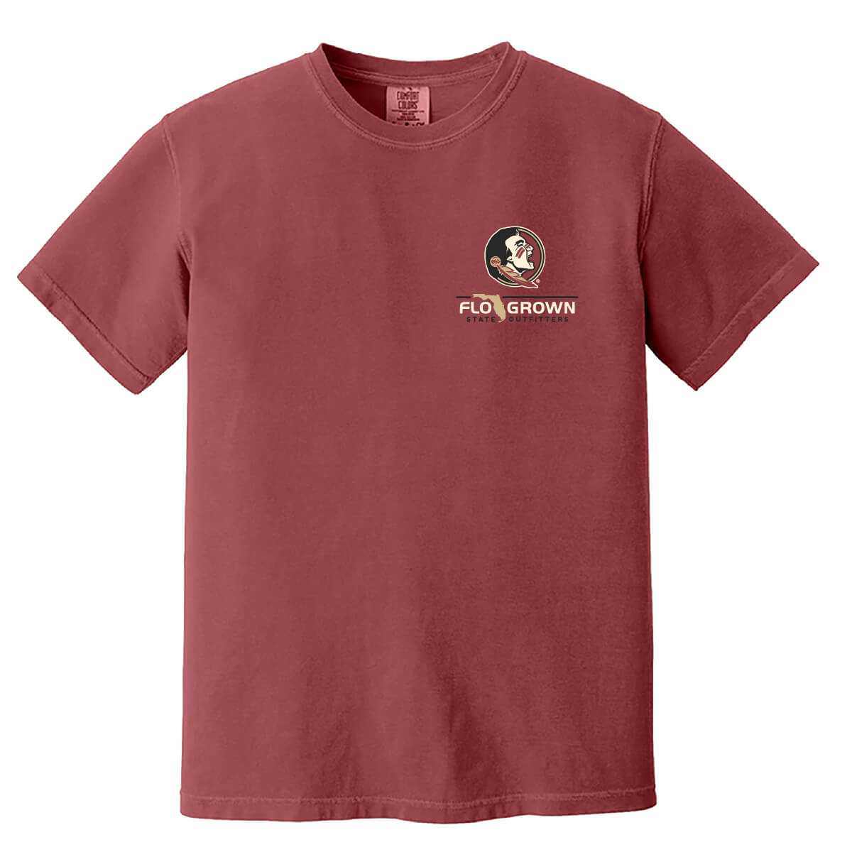Front view with the FSU and FloGrown logos on the left chest.